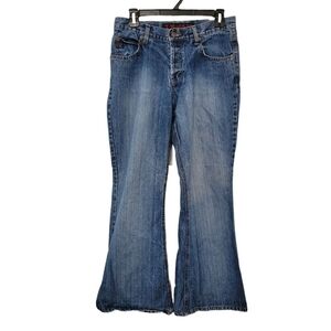 Mudd Yo! Women's Vintage 90s Y2K Flare Bell Bottom Jeans,‎ Size 11, Button Fly